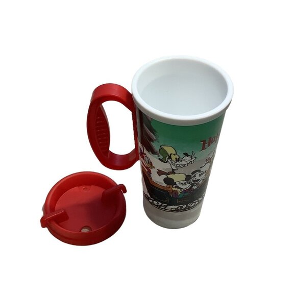 4 Disney Theme Park Souvenir Cup Happy Holidays Plastic Character Lid Vintage - Picture 8 of 10